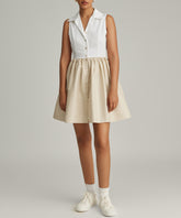 White and Fawn Egyptian Cotton Short Tennis Dress
