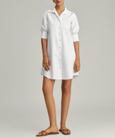 White Egyptian Cotton Short Shirt Dress