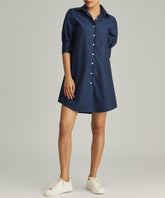 Navy Blue Egyptian Cotton Short Shirt Dress