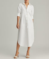 White Egyptian Cotton Long Shirt Dress
