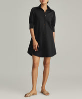 Black Egyptian Cotton Short Shirt Dress