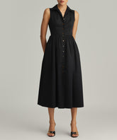 Black Egyptian Cotton Long Tennis Dress