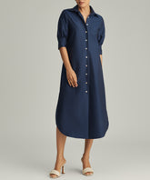 Navy Blue Egyptian Cotton Long Shirt Dress