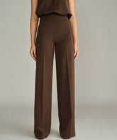 Chocolate Brown Stretch Suiting Wide-Leg Trousers