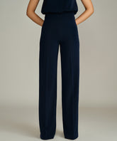 Chocolate Brown Stretch Suiting Wide-Leg Trousers