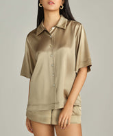 Olive Silk Bowling Shirt