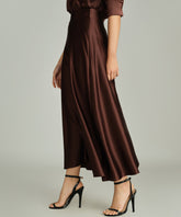 Espresso Silk Long Skirt