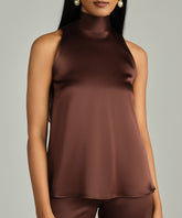 Espresso Silk Tie-Neck Top