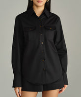 Black Egyptian Cotton Oversized Long-Sleeved Shirt