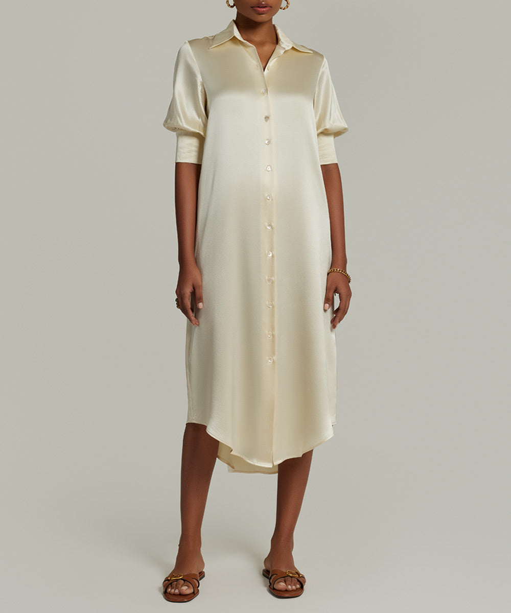 Cream Silk Shirt Dress Cream Silk Shirt Dress