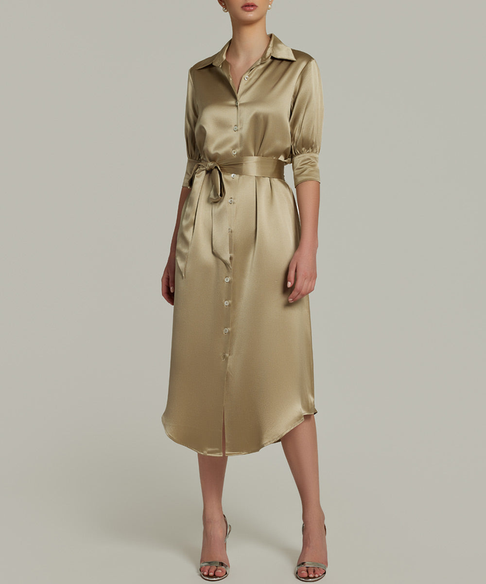 Olive Silk Shirt Dress Refined Revolution Olive Silk Shirt Dress Refined Revolution