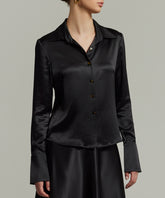 Black Silk Long-Sleeved Shirt