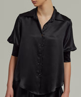 Black Silk Short-Sleeved Shirt
