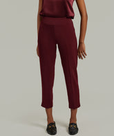 Burgundy Stretch Suiting Cigarette Trousers