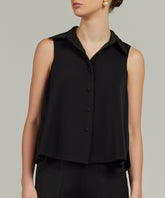 Black Stretch Suiting Sleeveless Top