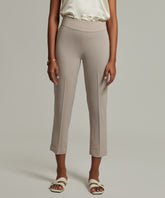Beige Stretch Suiting Cigarette Trousers