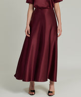 Burgundy Silk Long Skirt