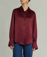 Burgundy Silk Oversized Shirt