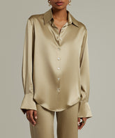 Olive Silk Oversized Shirt