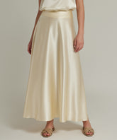 Cream Silk Long Skirt