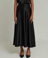 Black Silk Long Skirt