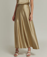 Olive Silk Long Skirt