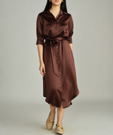 Espresso Silk Shirt Dress