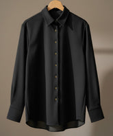 Black Scuba Knit Oversized Shirt