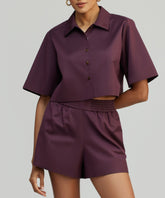 Mulberry Egyptian Cotton Cropped Bowling Shirt
