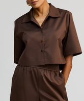 Brunette Egyptian Cotton Cropped Bowling Shirt