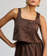 Brunette Egyptian Cotton Cropped Sleeveless Top