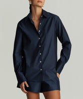 Navy Blue Egyptian Cotton Oversized Shirt