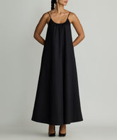 Black Egyptian Cotton Long Trapeze Dress