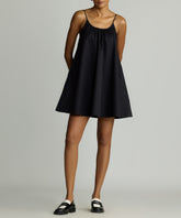 Black Egyptian Cotton Short Trapeze Dress