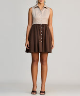 Khaki Brown & Brunette Egyptian Cotton Short Tennis Dress