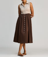 Khaki Brown & Brunette Egyptian Cotton Long Tennis Dress