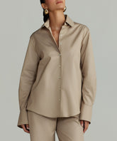 Khaki Brown Egyptian Cotton Oversized Shirt