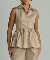 Khaki Brown Egyptian Cotton Tennis Top