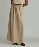 Khaki Brown Egyptian Cotton Maxi Skirt