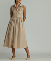 Khaki Brown Egyptian Cotton Long Tennis Dress