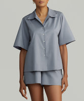 Powder Blue Egyptian Cotton Bowling Shirt