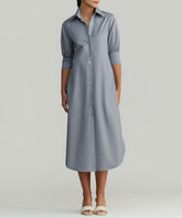 Powder Blue Egyptian Cotton Long Shirt Dress