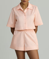 Blush Egyptian Cotton Cropped Bowling Shirt