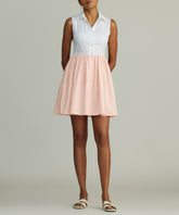 White & Blush Egyptian Cotton Short Tennis Dress