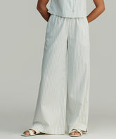 Pistachio Striped Cotton Tencel Trousers