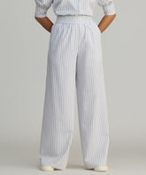 Grey Striped Cotton Tencel Trousers