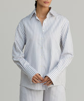 Grey Striped Cotton Tencel Oversized Shirt
