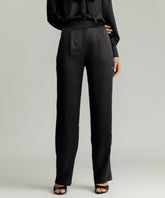 Black Silk Pleated Trousers