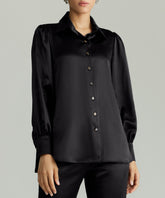 Black Silk Bishop Sleeved Shirt