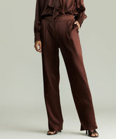 Espresso Silk Pleated Trousers